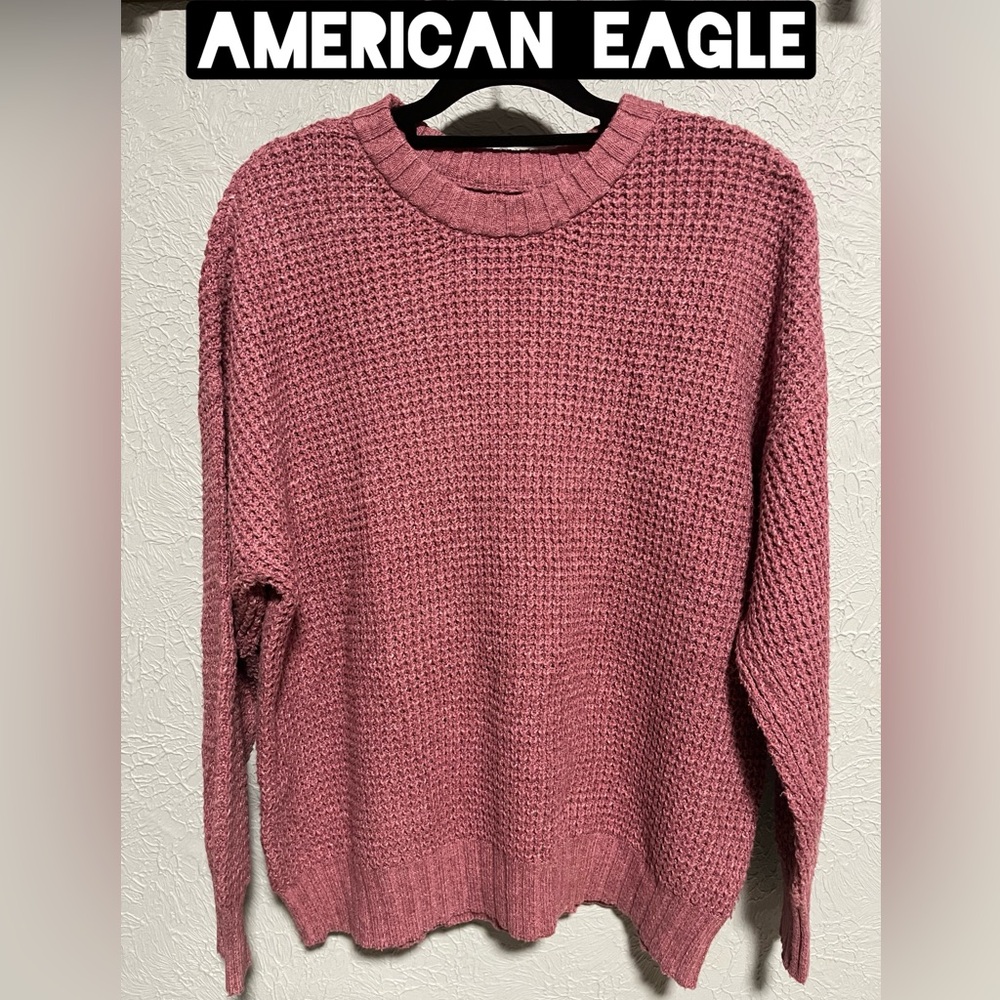 American Eagle Outfitters Waffle Knit Crew Sweater XS Oversized - Picture 2 of 7